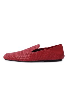 Женские кожаные лоферы adamo BOTTEGA VENETA красного цвета, арт. 807010/V4VE0 | Фото 4 (Подошва: Плоская; Драгоценные камни: Проставлено; Материал внешний: Натуральная кожа; Материал сплава: Проставлено; Каблук высота: Низкий; Материал внутренний: Натуральная кожа)