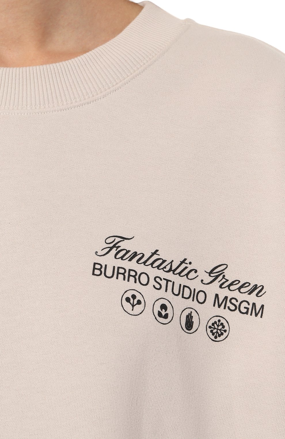 Хлопковый свитшот MSGM кремового цвета по цене 20700 руб., арт. 3746MM06/247792, фото 5 Хлопковый свитшот MSGM, арт. 3746MM06/247792, фото 5