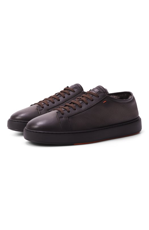 Кожаные кеды Cleanic Santoni MBCG21533NEAPECE Коричневый MBCG21533NEAPECE