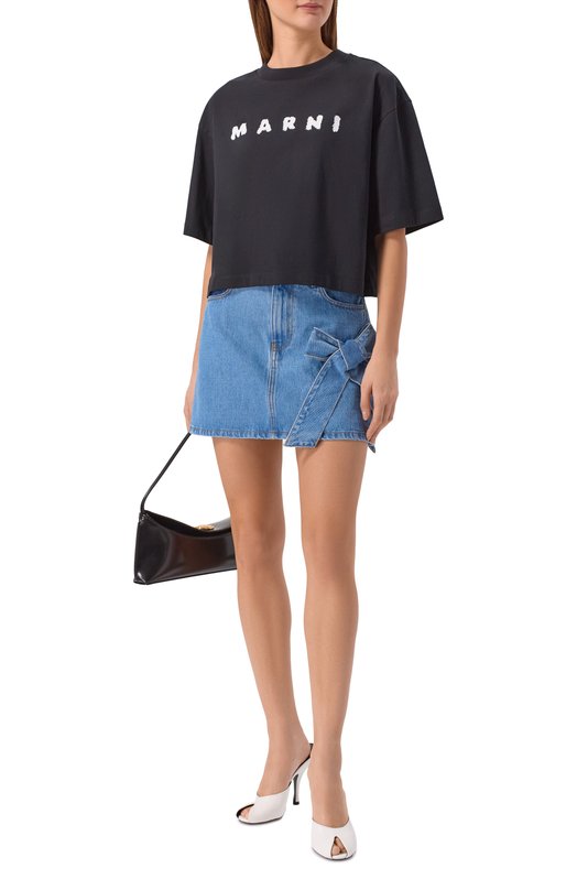 Хлопковая футболка Marni THJE0333P5/USCX42 Чёрный  THJE0333P5/USCX42 Фото 2