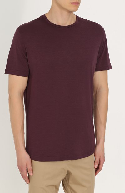 Футболка из шелка и хлопка LORO PIANA бордового цвета по цене 44200 руб., арт. FAF6128, фото 3 Футболка из шелка и хлопка LORO PIANA, арт. FAF6128, фото 3