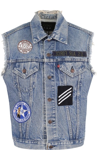 Джинсовый жилет с потертостями и бахромой ICONS OF CALIFORNIA, арт. PDVT_PS18, фото 1