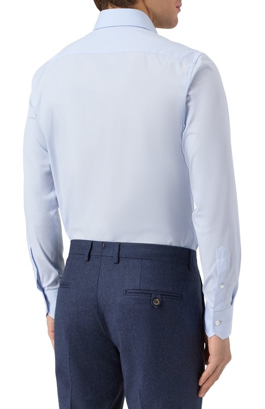 Хлопковая сорочка Zegna 9MS0BA/904108A9 Голубой  9MS0BA/904108A9 Фото 4