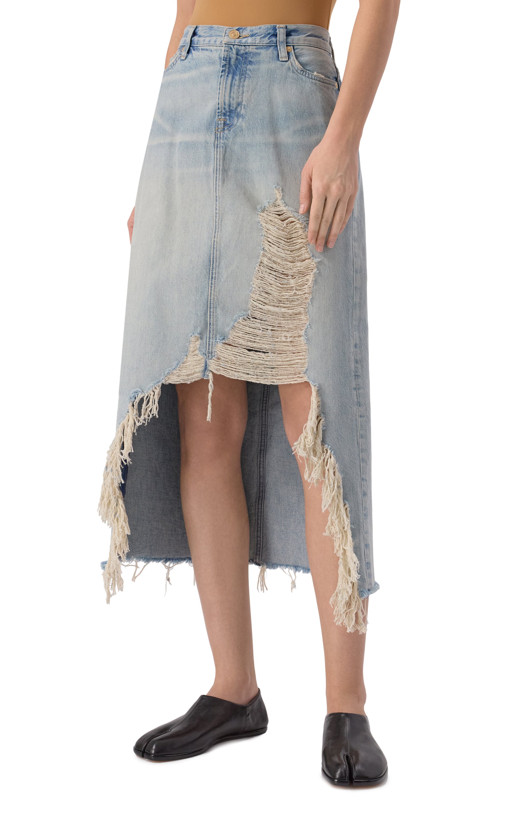 Джинсовая юбка 7 FOR ALL MANKIND голубого цвета по цене 26350 руб., арт. 7U013066PAS, фото 3 Джинсовая юбка 7 FOR ALL MANKIND, арт. 7U013066PAS, фото 3