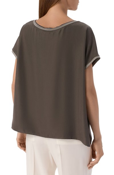 Шелковый топ GIORGIO ARMANI темно-серого цвета по цене 158000 руб., арт. GW003910/TE13643, фото 4 Шелковый топ GIORGIO ARMANI, арт. GW003910/TE13643, фото 4
