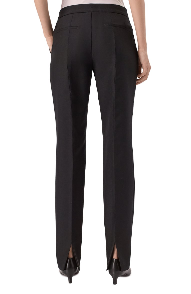 Женские шерстяные брюки JIL SANDER черного цвета, арт. J02KA0274-J40189 | Фото 4 (Материал внешний: Шерсть; Стили: Классический; Силуэт Ж (брюки и джинсы): Прямые; Женское Кросс-КТ: Брюки-одежда; Длина (брюки, джинсы): Стандартные; Автоматизация состава: Проставлено; Автоматизация ТО: Проставлено)