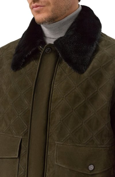 Бомбер из нубука с воротником из норки STEFANO RICCI, арт. M7J6300090/VTNASR, фото 5