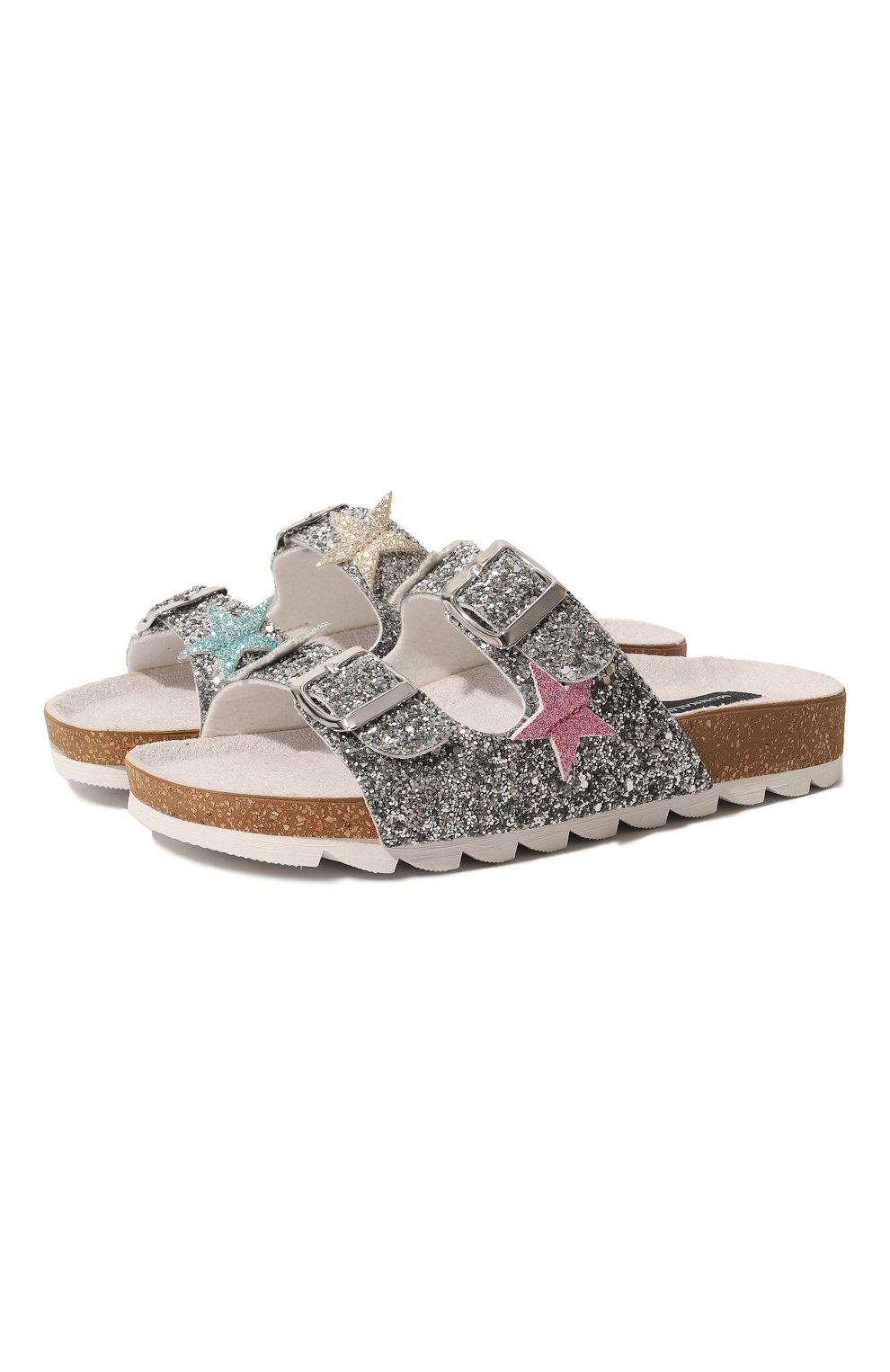 Шлепанцы MONNALISA серебряного цвета по цене 12650 руб., арт. 87A015, фото 1 Шлепанцы MONNALISA, арт. 87A015, фото 1