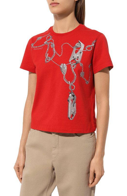 Хлопковая футболка Burberry 8088218 Красный  8088218 Фото 3