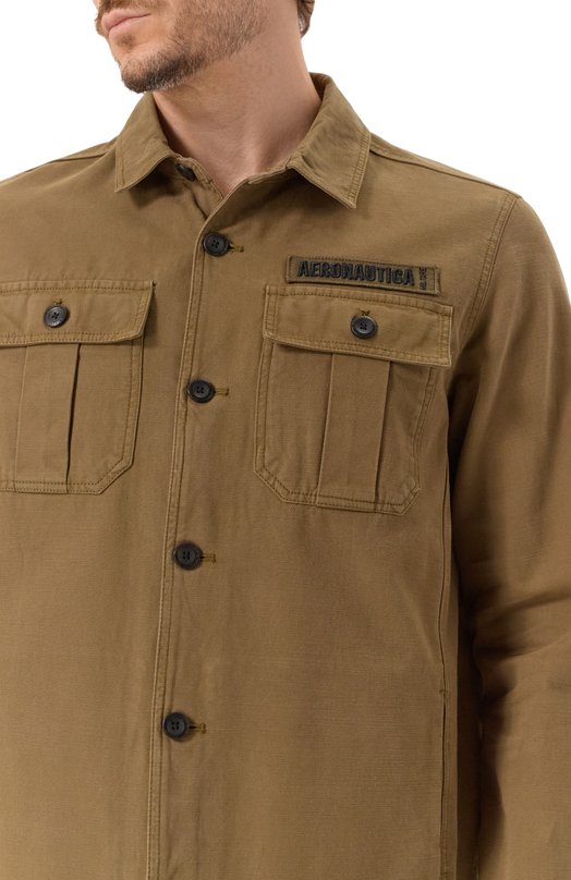 Хлопковая рубашка Aeronautica Militare AC0036UCT04233 Хаки  AC0036UCT04233 Фото 5