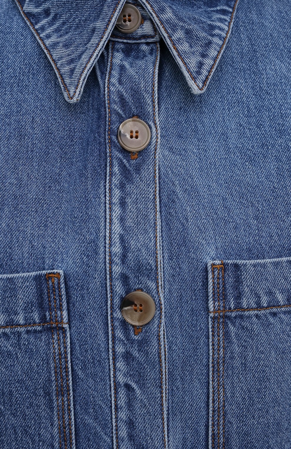Джинсовая рубашка NANUSHKA синего цвета по цене 42750 руб., арт. SEINT_MEDIUM BLUE_RIGID DENIM, фото 5 Джинсовая рубашка NANUSHKA, арт. SEINT_MEDIUM BLUE_RIGID DENIM, фото 5