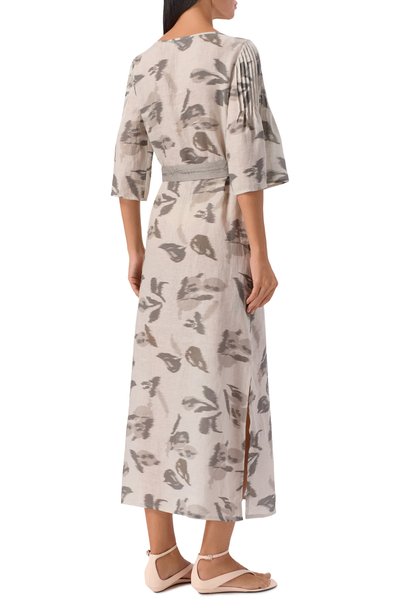 Льняное платье EMPORIO ARMANI светло-бежевого цвета по цене 98100 руб., арт. EW004949/AF26966, фото 3 Льняное платье EMPORIO ARMANI, арт. EW004949/AF26966, фото 3