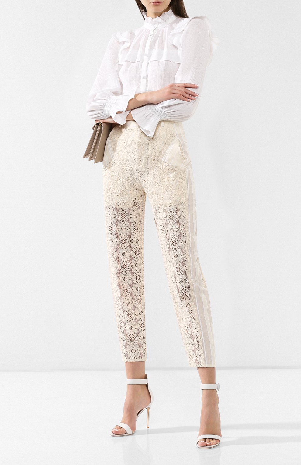 Хлопковые брюки PHILOSOPHY DI LORENZO SERAFINI белого цвета по цене 79200 руб., арт. A0328/2120, фото 2 Хлопковые брюки PHILOSOPHY DI LORENZO SERAFINI, арт. A0328/2120, фото 2