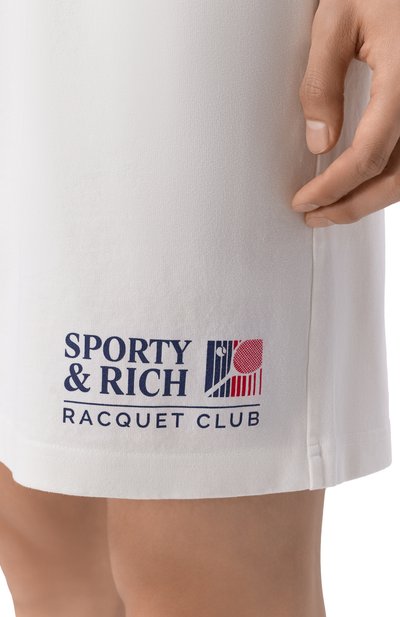 Хлопковые шорты SPORTY AND RICH белого цвета по цене 17900 руб., арт. SH039710431WH01, фото 5 Хлопковые шорты SPORTY AND RICH, арт. SH039710431WH01, фото 5