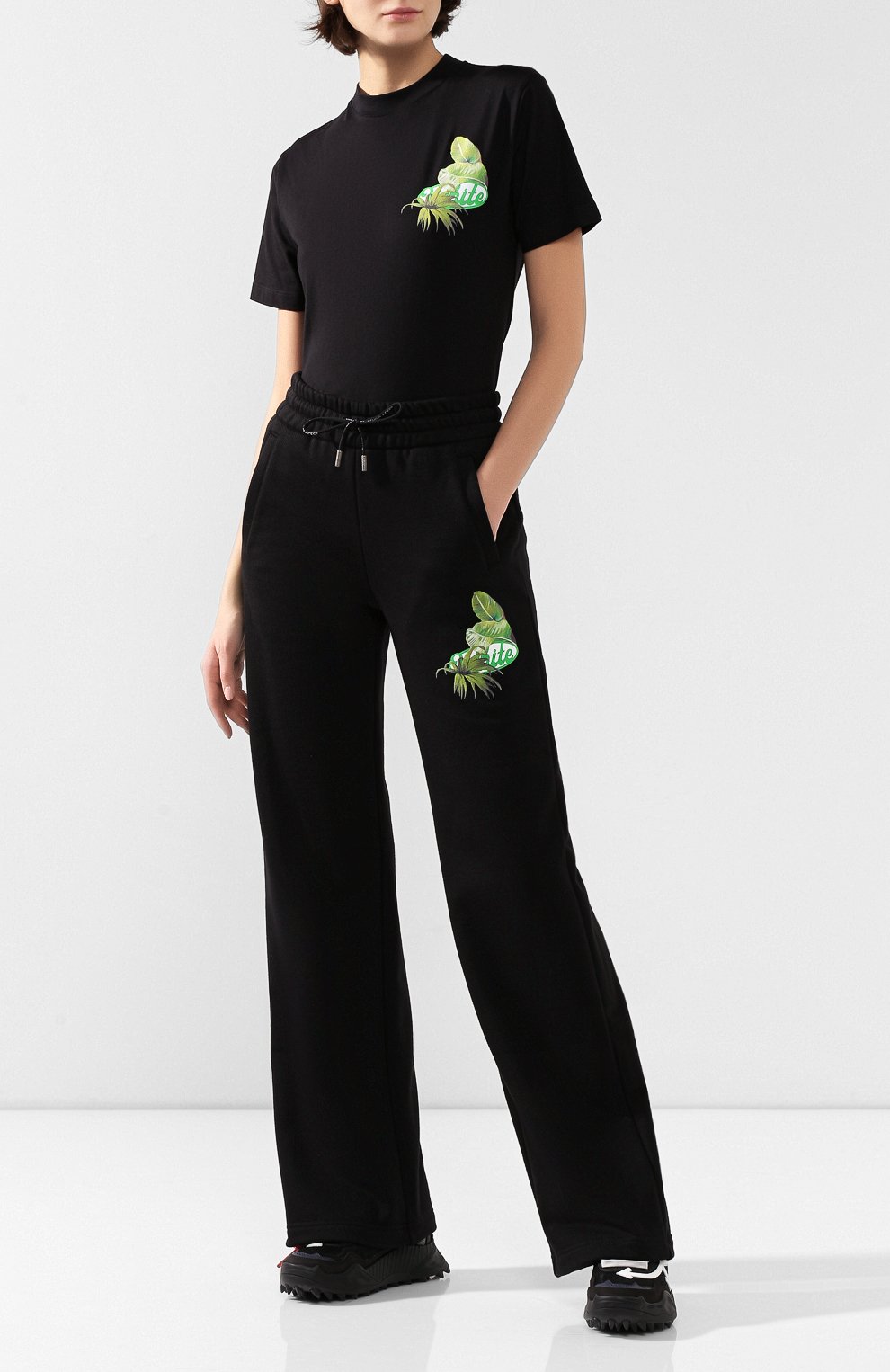 Хлопковые брюки OFF-WHITE черного цвета по цене 46750 руб., арт. 0WCH005F19F300501000, фото 2 Хлопковые брюки OFF-WHITE, арт. 0WCH005F19F300501000, фото 2