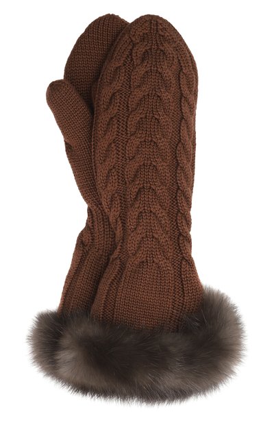 Женские утепленные варежки с отделкой из соболя BLACK SABLE, арт. BS-ACSKV-EB