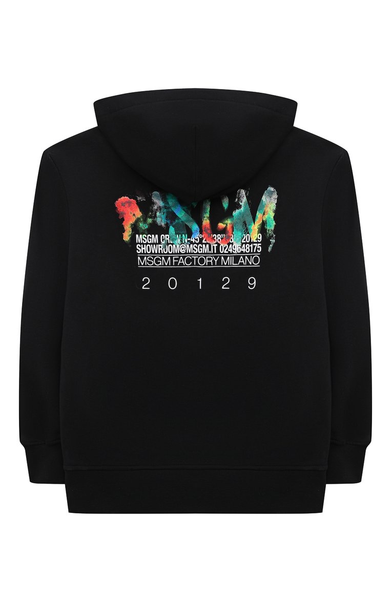Детский хлопковая толстовка MSGM KIDS черного цвета, арт. S4MSJBZH218 | Фото 2 (Материал внешний: Хлопок; Рукава: Длинные; Мальчики Кросс-КТ: Толстовка-одежда; Ростовка одежда: 10 - 11 лет | 140 - 146см, 8 лет | 128 см, 13 - 15 лет | 158 см, 12 лет | 152 см, 6 лет | 116 см)