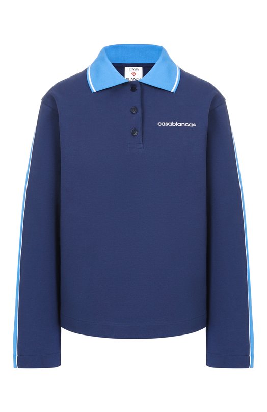 Хлопковое поло Casablanca W-SP26-JTP-462-01 Синий W-SP26-JTP-462-01