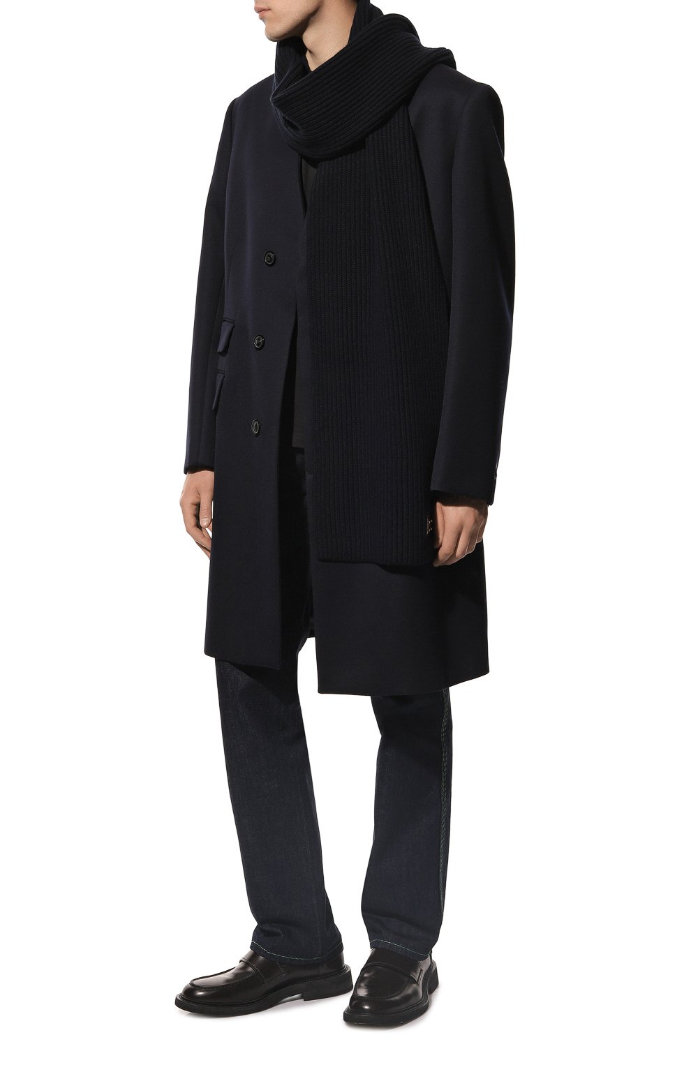 Кашемировый шарф DOLCE & GABBANA темно-синего цвета по цене 85700 руб., арт. GXK64T/JAWK0, фото 2 Кашемировый шарф DOLCE & GABBANA, арт. GXK64T/JAWK0, фото 2