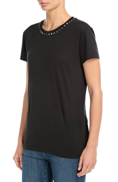 Хлопковая футболка прямого кроя с заклепками VALENTINO, арт. LB0MG03A/2QK, фото 3