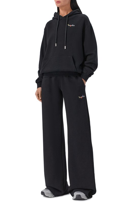 Хлопковые брюки Off-White 0WCH022F25FLE001 Чёрный  0WCH022F25FLE001 Фото 2