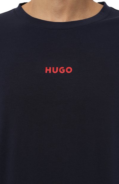 Хлопковый лонгслив HUGO темно-синего цвета по цене 6995 руб., арт. 50502399, фото 5 Хлопковый лонгслив HUGO, арт. 50502399, фото 5