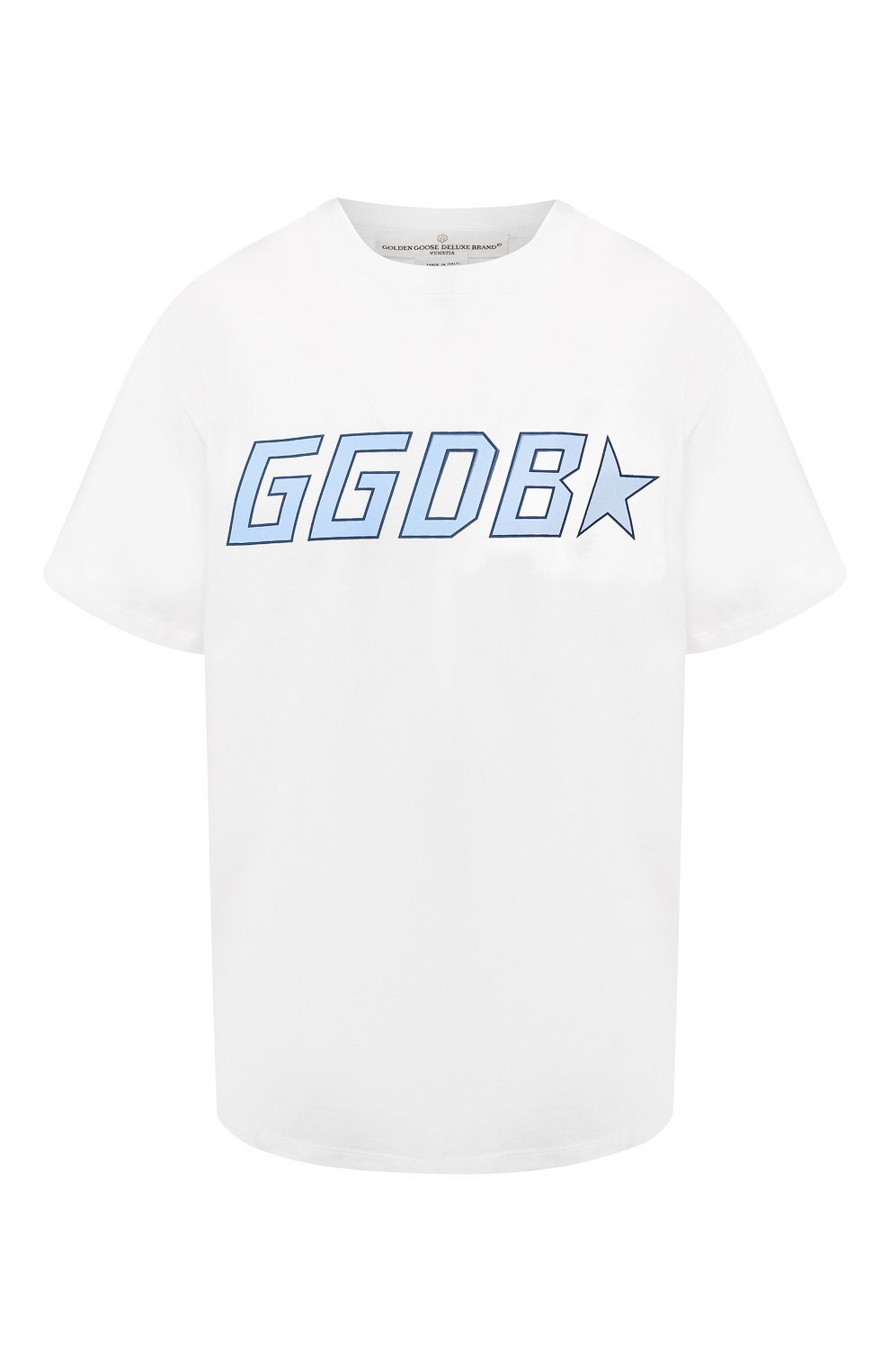 Хлопковая футболка GOLDEN GOOSE DELUXE BRAND белого цвета по цене 11950 руб., арт. G34WP124.L1, фото 1 Хлопковая футболка GOLDEN GOOSE DELUXE BRAND, арт. G34WP124.L1, фото 1