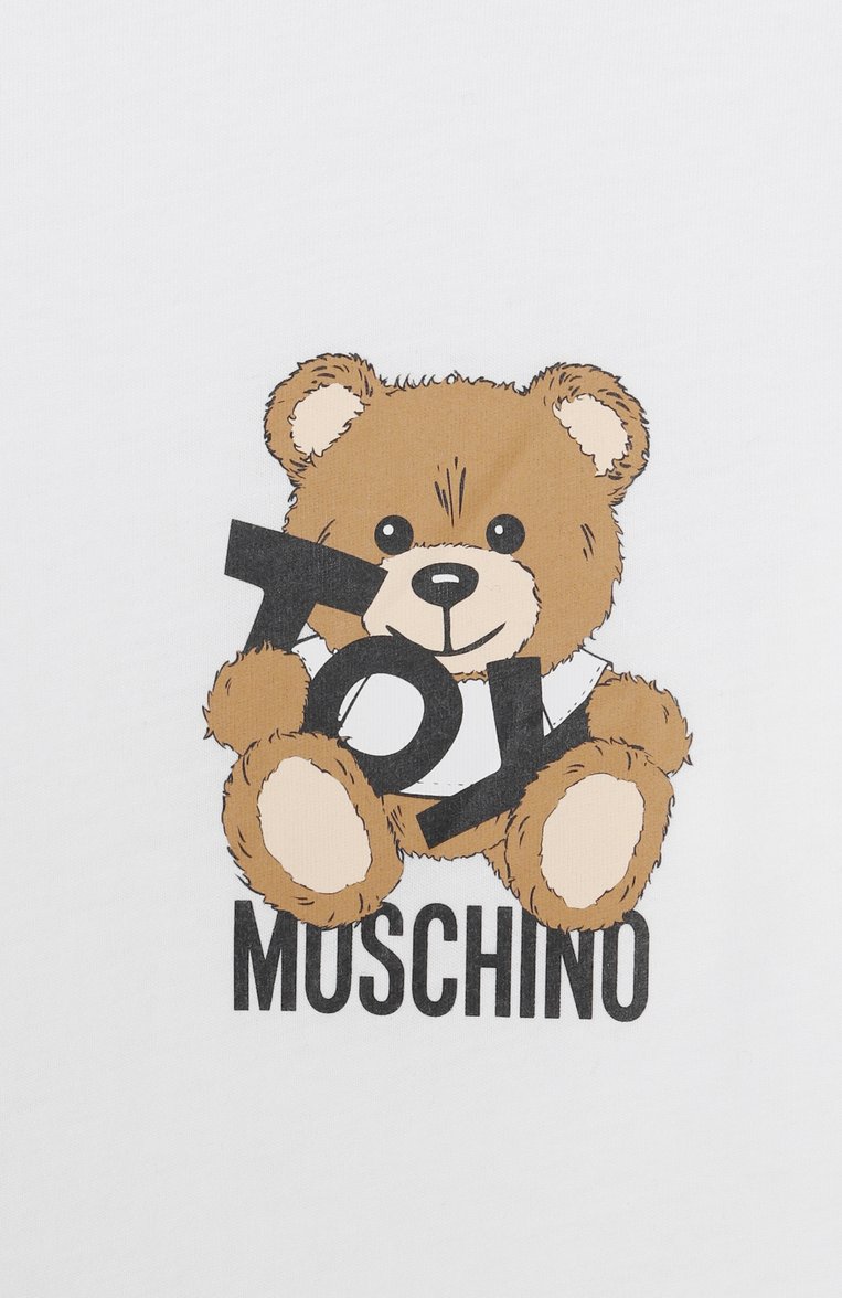Детская хлопковая футболка MOSCHINO белого цвета, арт. HPM050/LAA03/10-14 | Фото 3 (Материал внешний: Хлопок; Рукава: Короткие; Мальчики Кросс-КТ: Футболка-одежда; Тематический товар: Teddy Bear; Ростовка одежда: 10 - 11 лет | 140 - 146см, 12 лет | 152 см, 16 лет | 164 см)