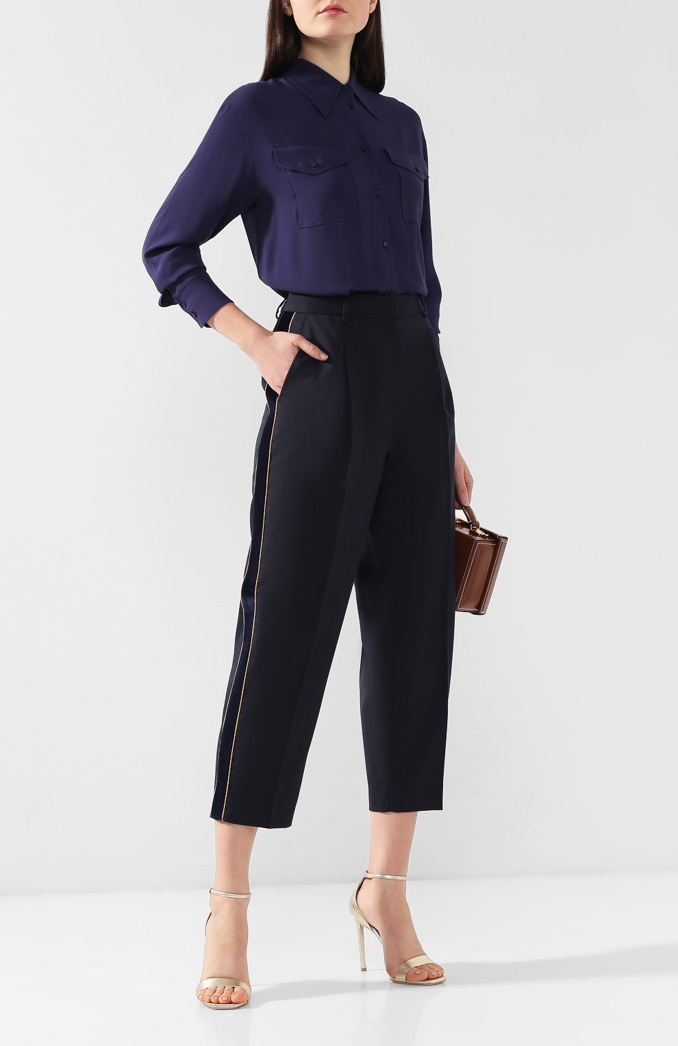 Брюки с лампасами TOMMY HILFIGER темно-синего цвета по цене 13990 руб., арт. WW0WW23767, фото 2 Брюки с лампасами TOMMY HILFIGER, арт. WW0WW23767, фото 2