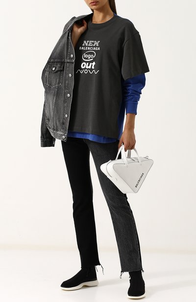 Хлопковый лонгслив BALENCIAGA синего цвета по цене 55000 руб., арт. 518237/TAV04, фото 2 Хлопковый лонгслив BALENCIAGA, арт. 518237/TAV04, фото 2