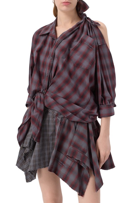Хлопковая рубашка Alexander Wang 1WC3251090 Бордовый  1WC3251090 Фото 3