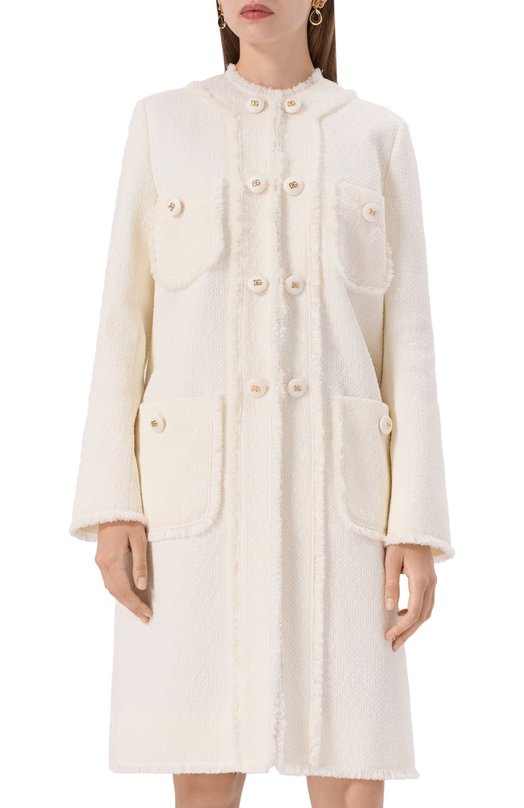 Пальто из шерсти и вискозы Dolce & Gabbana F0C3UT/HUMUA Белый  F0C3UT/HUMUA Фото 3