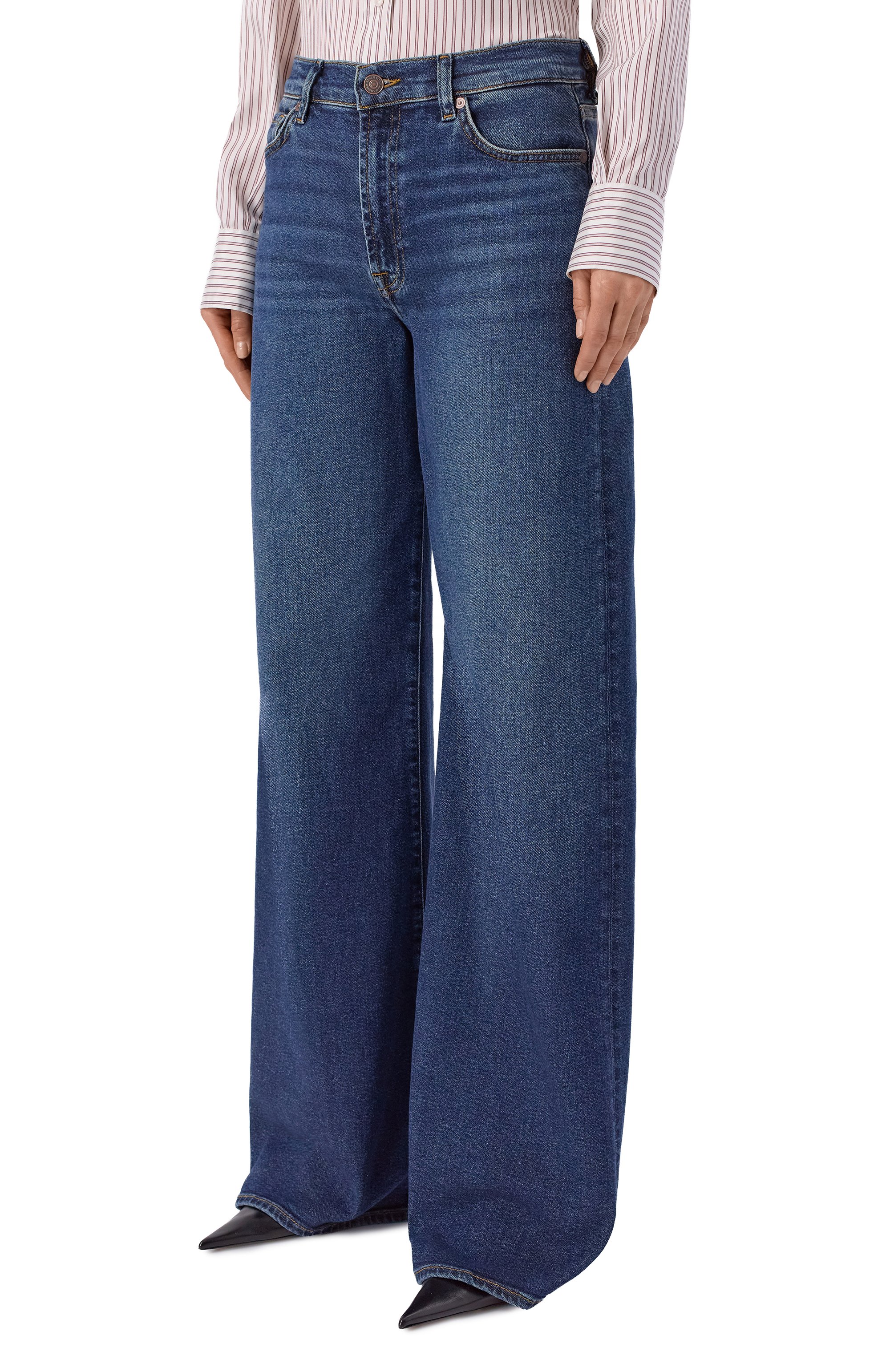 Джинсы lotta 7 FOR ALL MANKIND темно-синего цвета по цене 32950 руб., арт. 7U66SA91-CSC, фото 3 Джинсы lotta 7 FOR ALL MANKIND, арт. 7U66SA91-CSC, фото 3