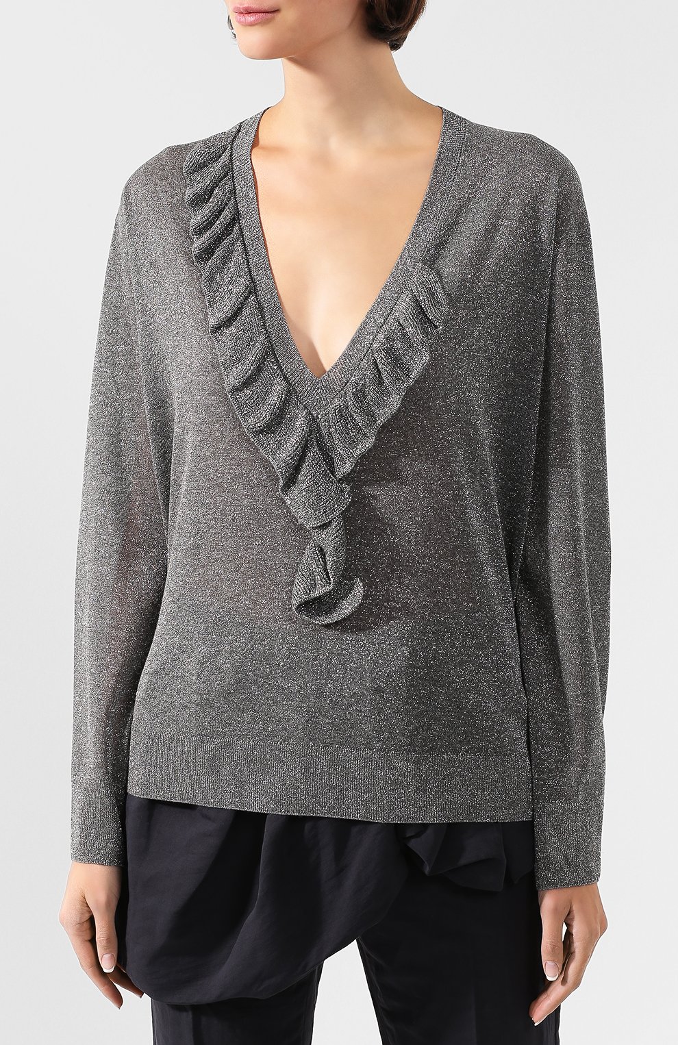 Пуловер из вискозы DRIES VAN NOTEN серебряного цвета по цене 62500 руб., арт. 201-31220-9700, фото 3 Пуловер из вискозы DRIES VAN NOTEN, арт. 201-31220-9700, фото 3