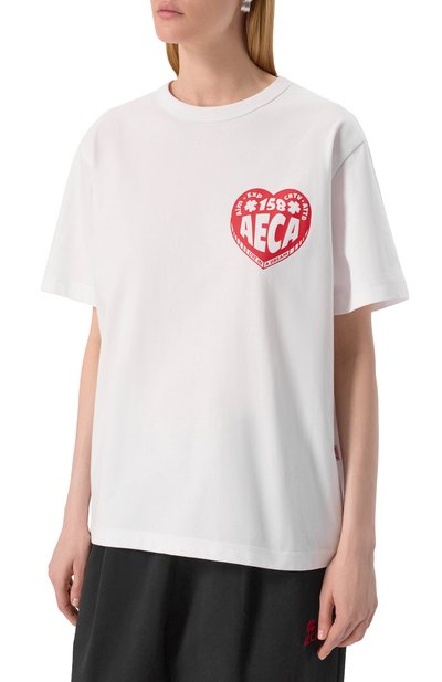 Хлопковая футболка AECA WHITE белого цвета по цене 12090 руб., арт. AWCMSSBDTTSST006C0.WHITE (M), фото 3 Хлопковая футболка AECA WHITE, арт. AWCMSSBDTTSST006C0.WHITE (M), фото 3