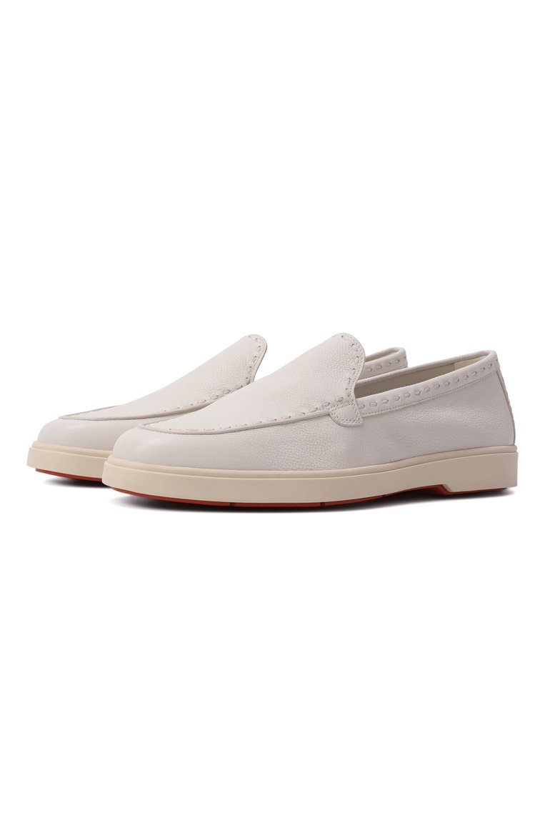 Женские кожаные лоферы SANTONI белого цвета, арт. WUYG71436TISSWKA | Фото 1 (Материал внутренний: Натуральная кожа; Материал внешний: Натуральная кожа; Каблук высота: Низкий; Подошва: Платформа)