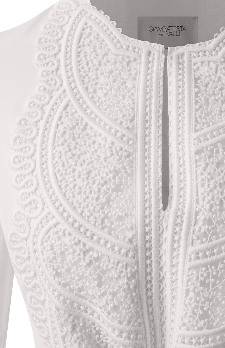 Женское хлопковое платье GIAMBATTISTA VALLI белого цвета, арт. 25SSPVTE5164-40P0P | Фото 6 (Рукава: Длинные; Материал внешний: Хлопок; Длина Ж (юбки, платья, шорты): Макси; Случай: Вечерний; Женское Кросс-КТ: Платье-одежда; Стили: Романтичный; Автоматизация ТО: Проставлено; Автоматизация состава: Проставлено)