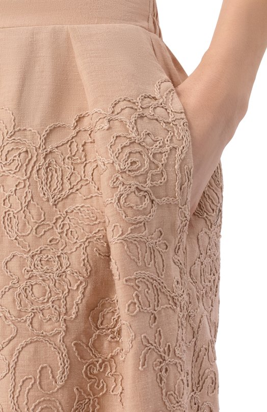 Брюки из хлопка и льна Ermanno Scervino D464P600NZB Бежевый  D464P600NZB Фото 5