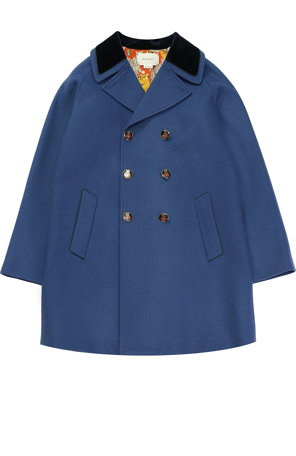 Шерстяное двубортное пальто прямого кроя с нашивкой GUCCI, арт. 452265/XBA07, фото 1