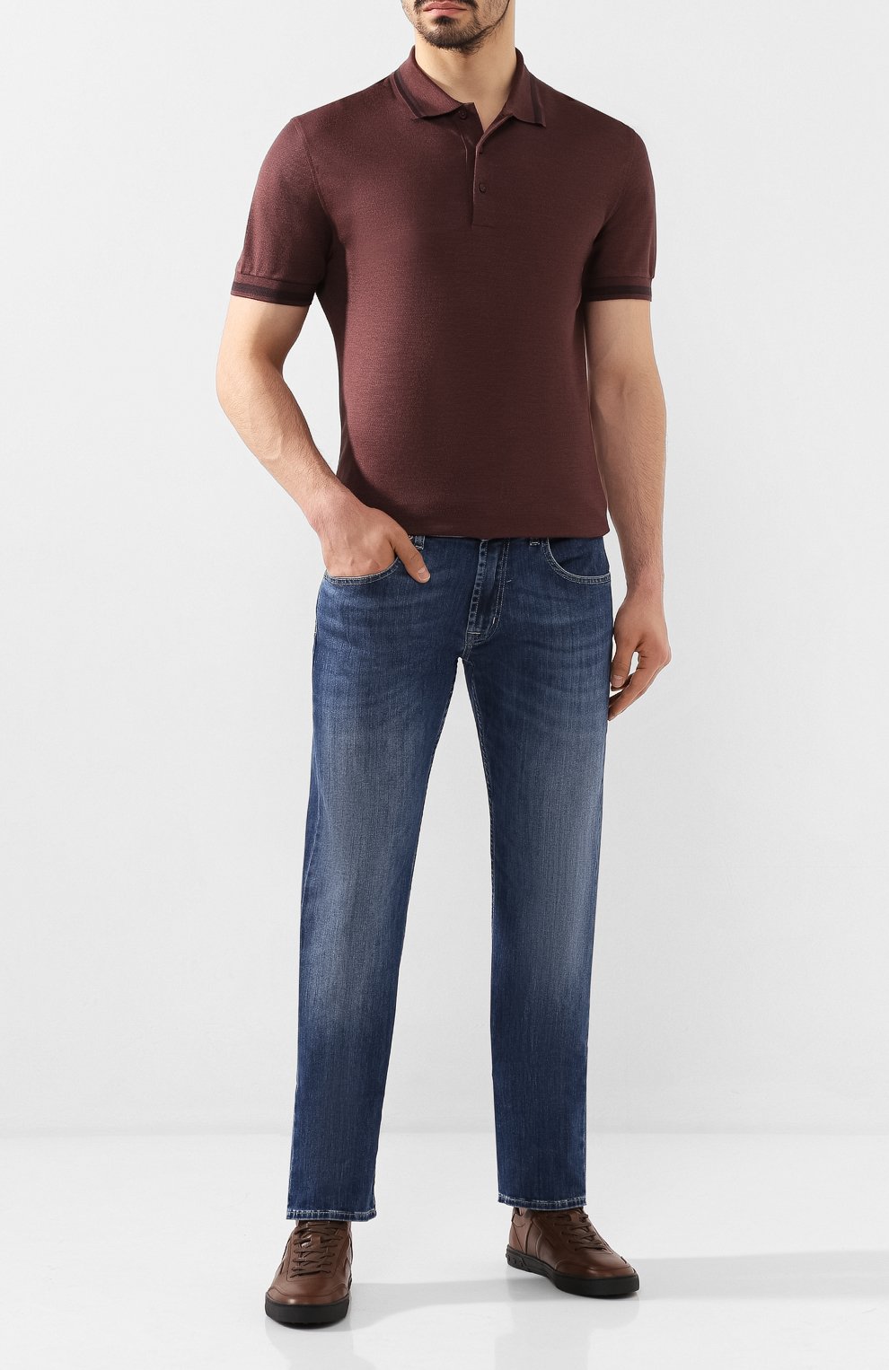 Поло из смеси хлопка и шелка ZEGNA, арт. UU541/746, фото 2