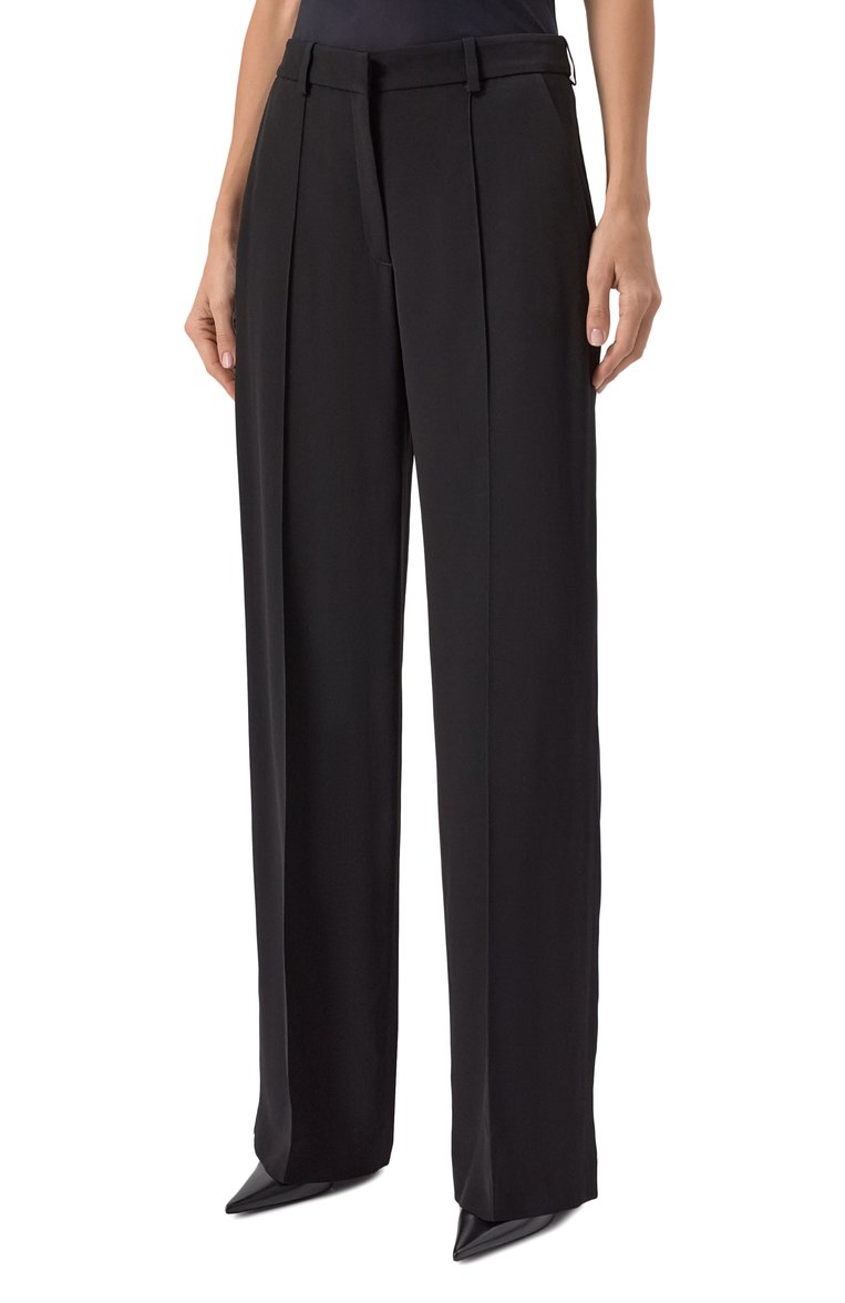 Женские брюки из вискозы BALMAIN черного цвета, арт. EF0P0160/VB00 | Фото 3 (Материал внешний: Вискоза; Силуэт Ж (брюки и джинсы): Широкие; Случай: Формальный; Женское Кросс-КТ: Брюки-одежда; Стили: Классический; Длина (брюки, джинсы): Стандартные)