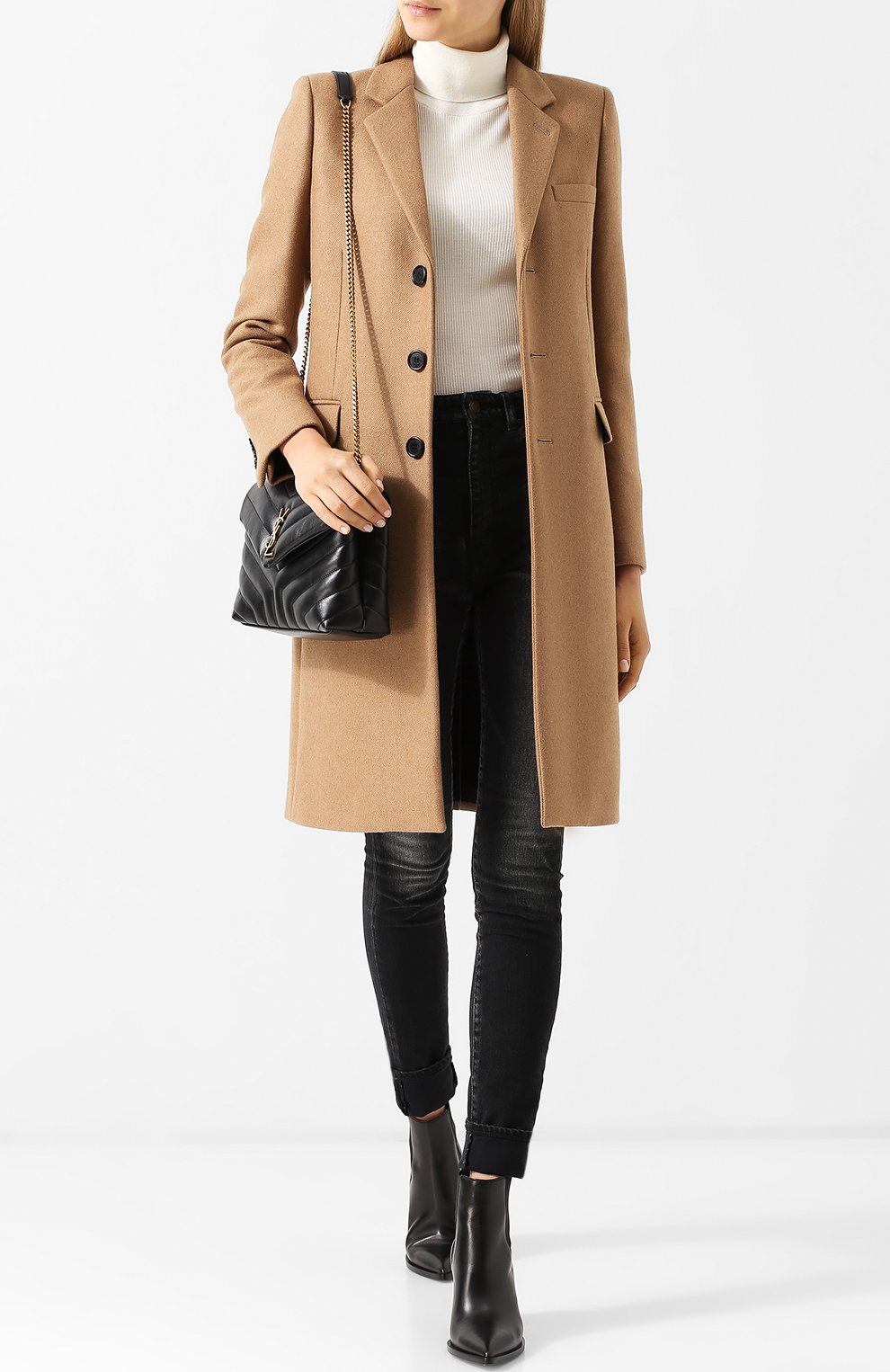 Однотонное шерстяное пальто прямого кроя SAINT LAURENT, арт. 517798/Y190T, фото 2