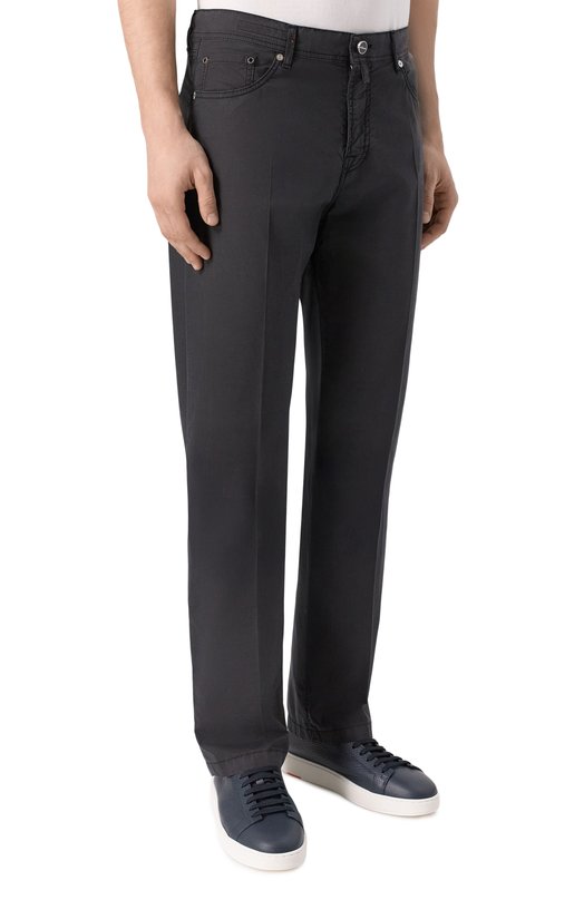 Брюки из хлопка и лиоцелла Kiton UPNJS1K0610H Чёрный  UPNJS1K0610H Фото 3