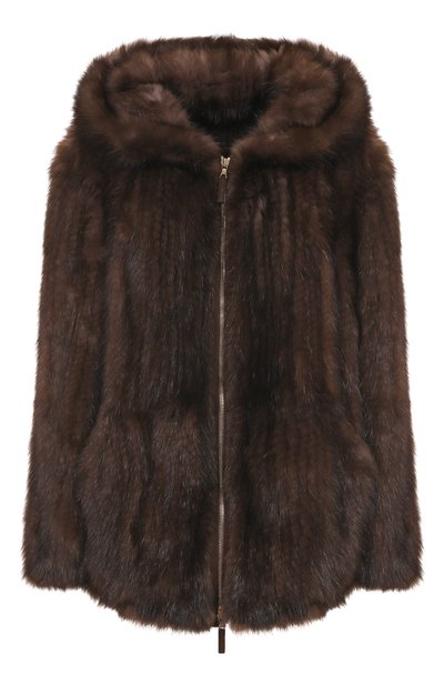 Женская шуба из вязаного соболя MVST, арт. M005/SABLE FARM NO SILVER