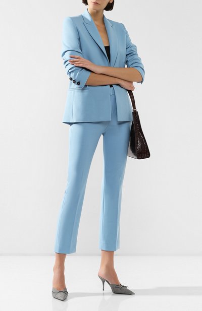 Брюки VICTORIA, VICTORIA BECKHAM голубого цвета по цене 29550 руб., арт. 2419WTR000091A, фото 2 Брюки VICTORIA, VICTORIA BECKHAM, арт. 2419WTR000091A, фото 2