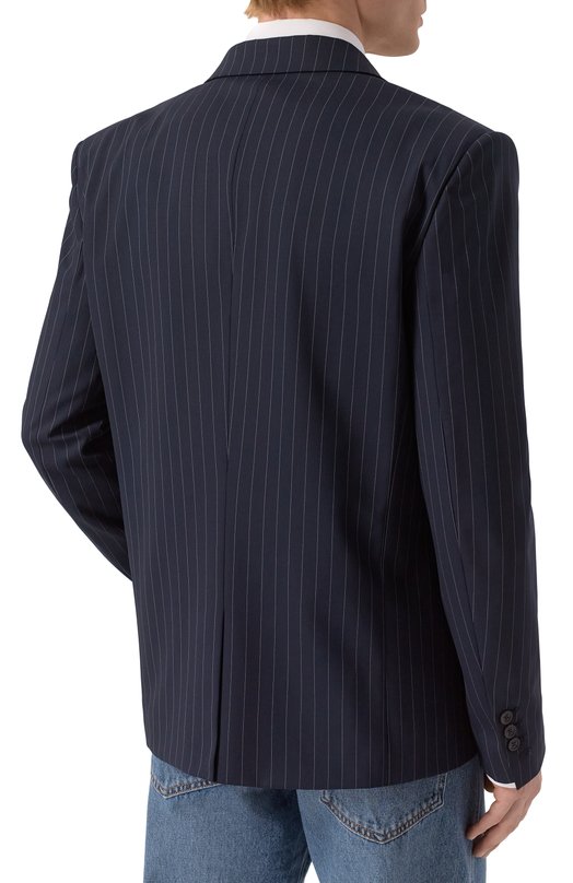 Шерстяной пиджак Balmain FH0SI815/WD25 Синий  FH0SI815/WD25 Фото 4