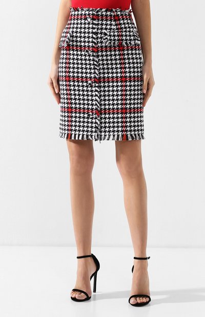 Твидовая юбка MSGM черно-белого цвета по цене 30700 руб., арт. 2641MDD06 195115, фото 3 Твидовая юбка MSGM, арт. 2641MDD06 195115, фото 3