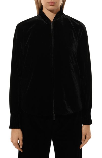 Бархатный бомбер EMPORIO ARMANI черного цвета по цене 45650 руб., арт. 6D2B6C/2JVZZ, фото 3 Бархатный бомбер EMPORIO ARMANI, арт. 6D2B6C/2JVZZ, фото 3
