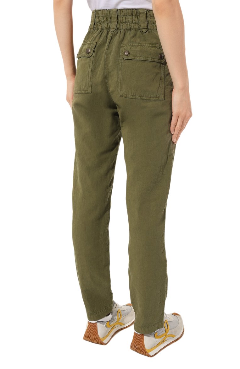Женские брюки из хлопка и льна AERONAUTICA MILITARE хаки цвета, арт. 231/PA1536DCT3118 | Фото 4 (Материал внешний: Хлопок, Лен; Длина (брюки, джинсы): Стандартные; Стили: Милитари; Женское Кросс-КТ: Брюки-одежда; Силуэт Ж (брюки и джинсы): Узкие; Автоматизация состава: Проставлено; Автоматизация ТО: Проставлено)