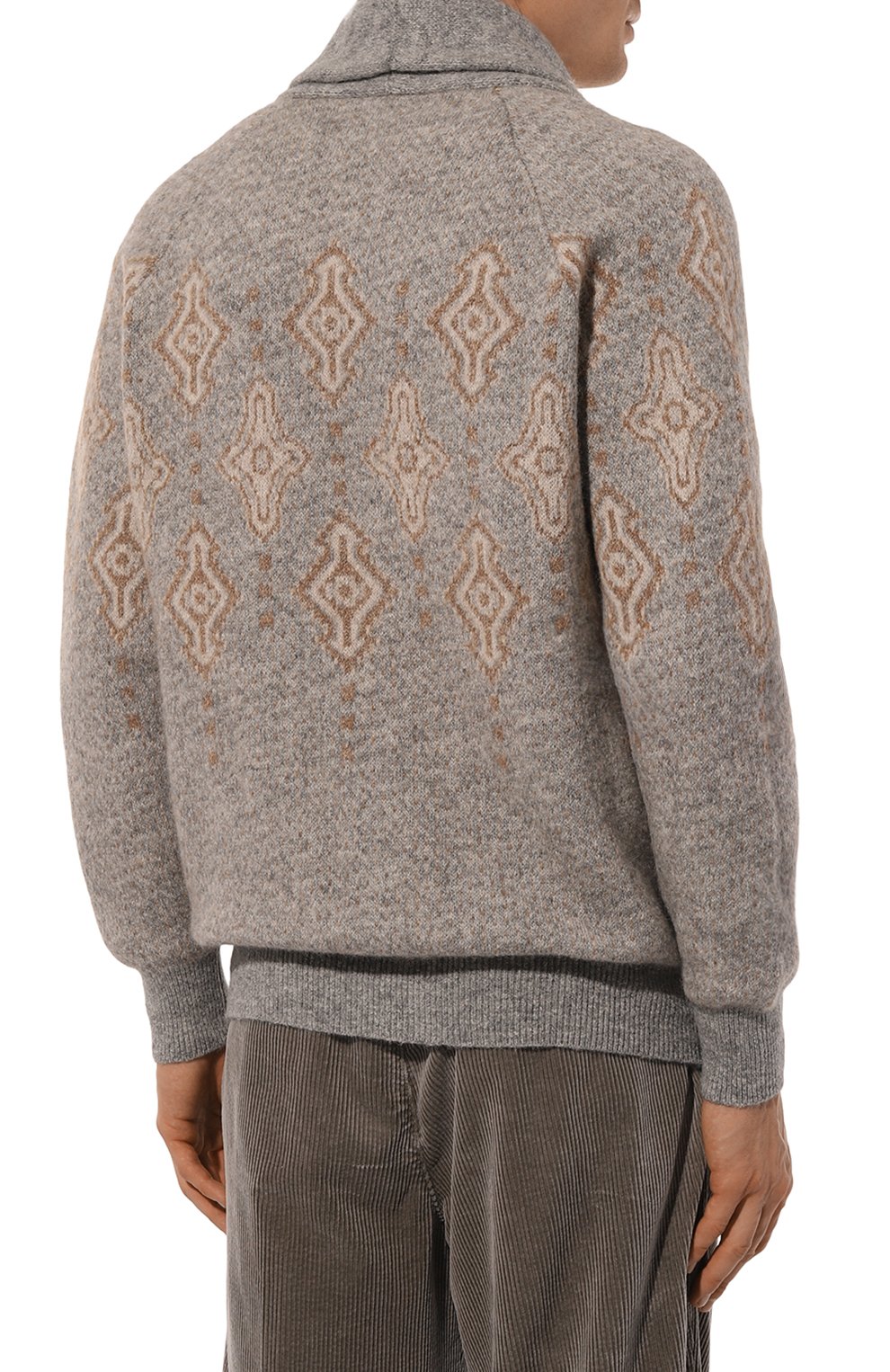 Кардиган из шерсти и хлопка BRUNELLO CUCINELLI серого цвета по цене 324500 руб., арт. MS0708406, фото 4 Кардиган из шерсти и хлопка BRUNELLO CUCINELLI, арт. MS0708406, фото 4